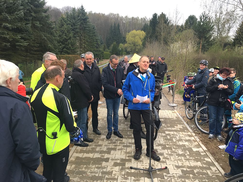 Eröffnung Chemnitztalradweg - Ansprache Bürgermeister Günter Hermsdorf